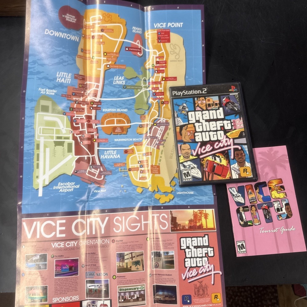 Grand Theft Auto: Vice City (Sony PlayStation 2, 2002) GTA PS2 Black Label CIB